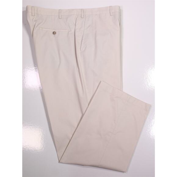 Peter Millar Luxury Khaki Tan Flat Front Cotton Dress Pants 40x29 - Picture 1 of 7